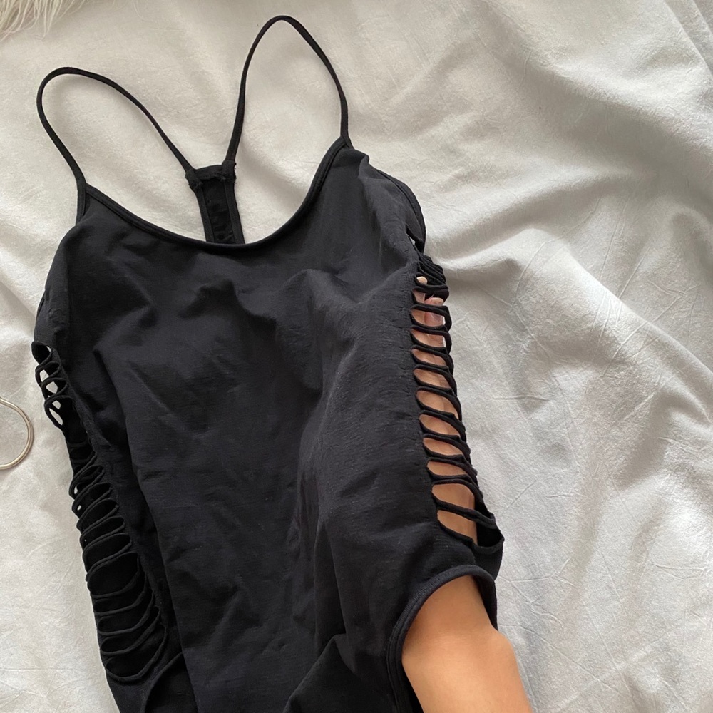 forever21 black side cutout bodysuit